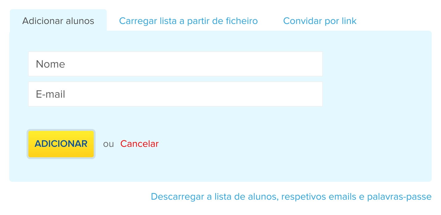 Como passar senhas para alunos?