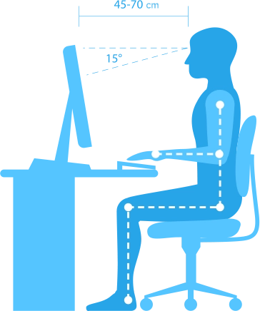 Postura em posição sentada para digitar