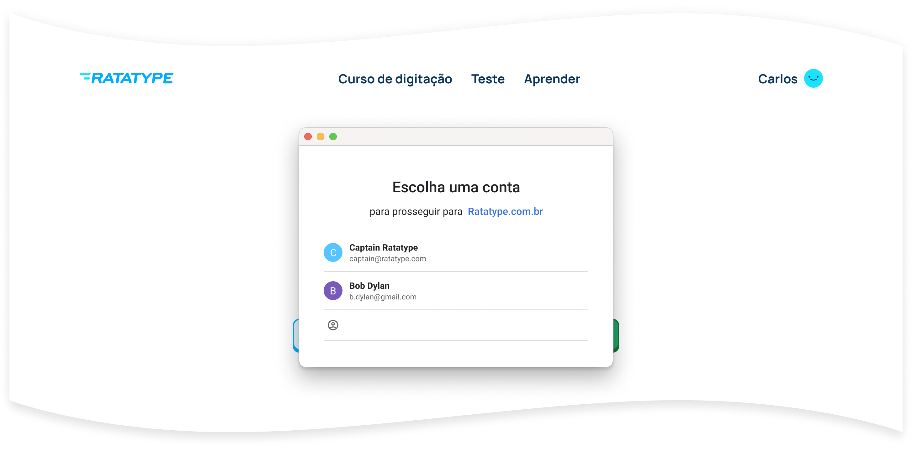 Selecione a conta do Google na qual você criou as aulas no Google Classroom.