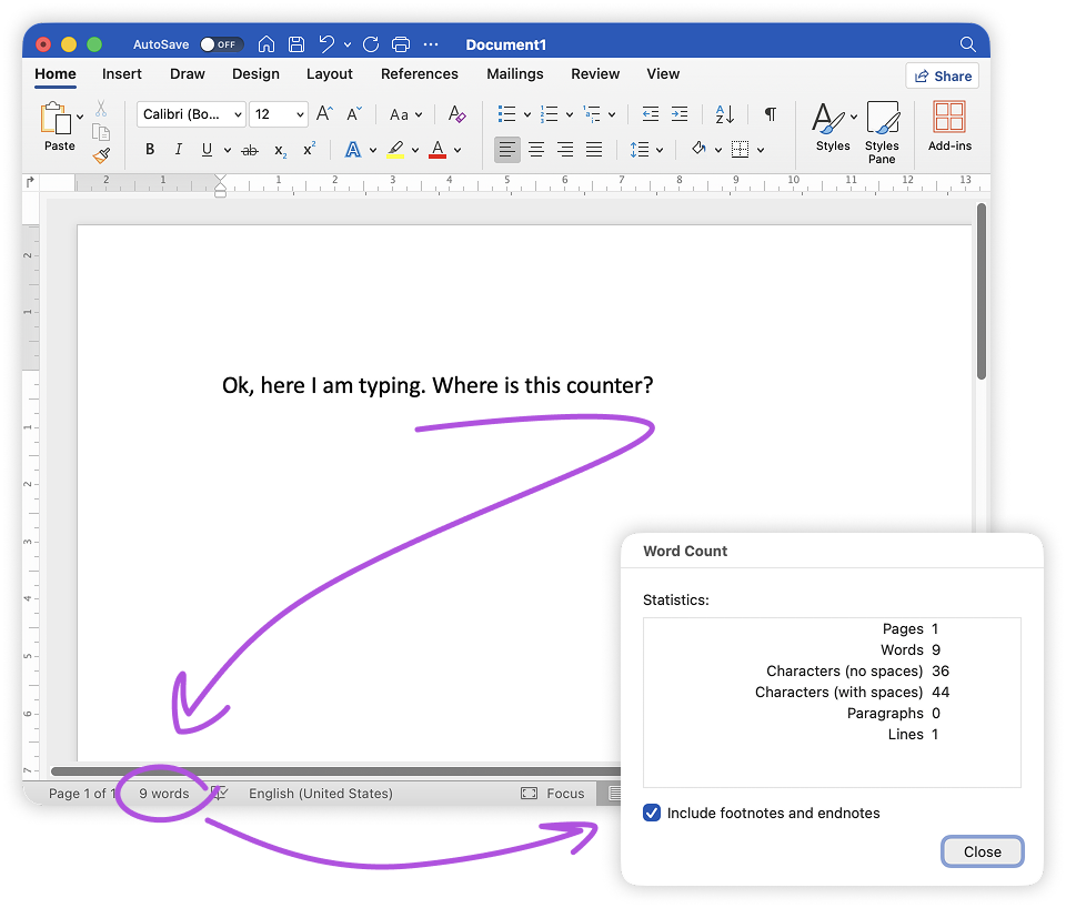 MS Word contador de palavras
